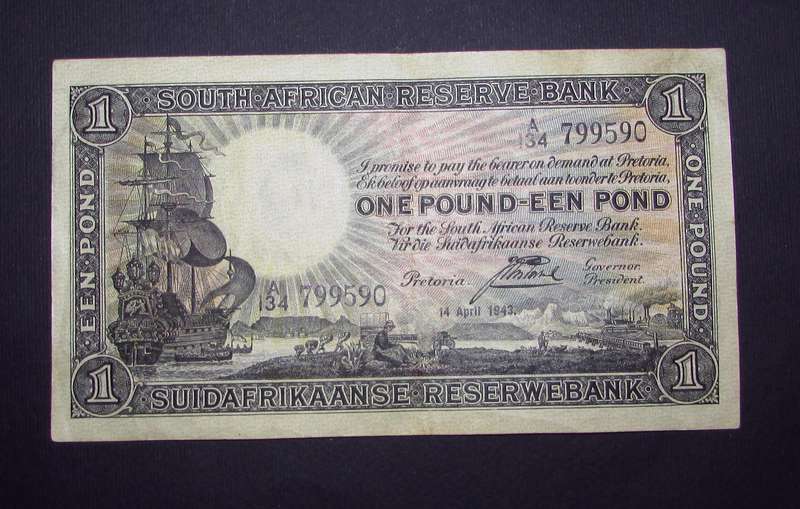 Union of South Africa :Postmus 1 Pound Banknote