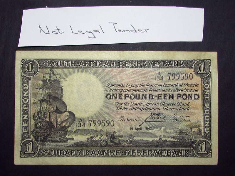 Union of South Africa :Postmus 1 Pound Banknote