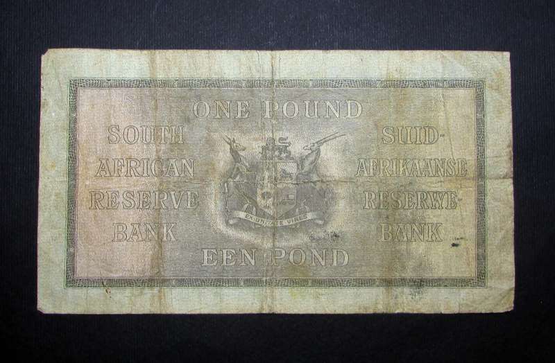 Union of South Africa :MH De Kock 1 Pound Banknote