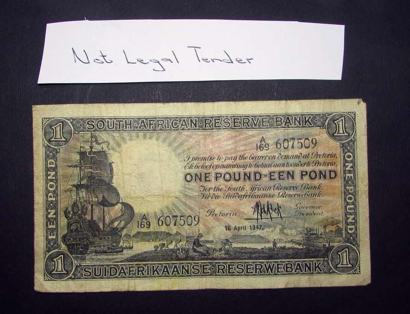 Union of South Africa :MH De Kock 1 Pound Banknote