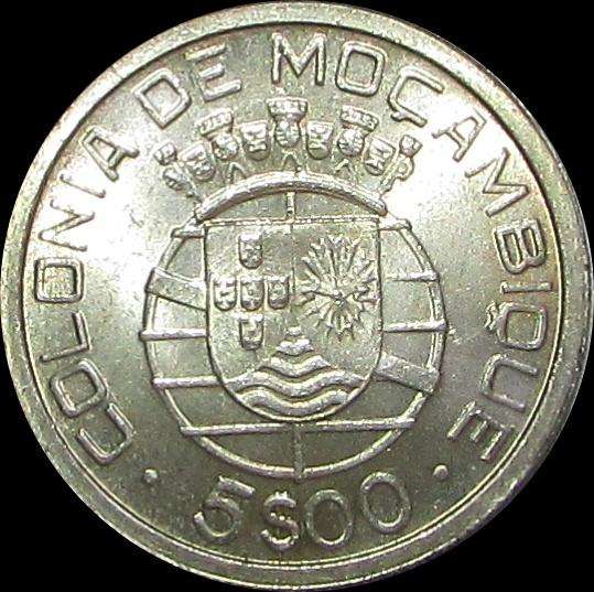 Portuguese Mozambique 1949 5 Escudo (.650 Silver)