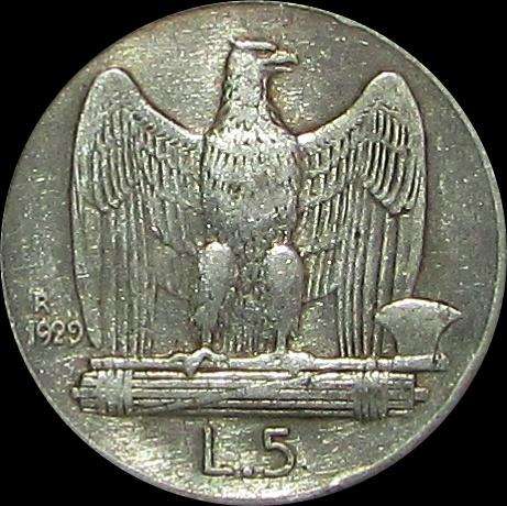 Italy - 1929 Silver 5 Lira