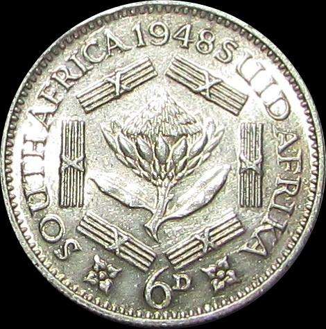 Union of South Africa - 1948 Silver 6D