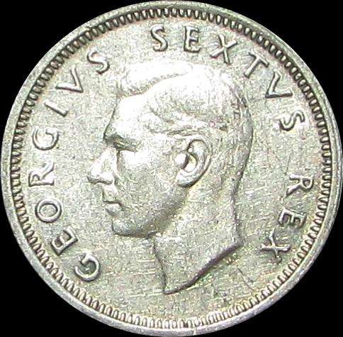 Union of South Africa - 1948 Silver 6D