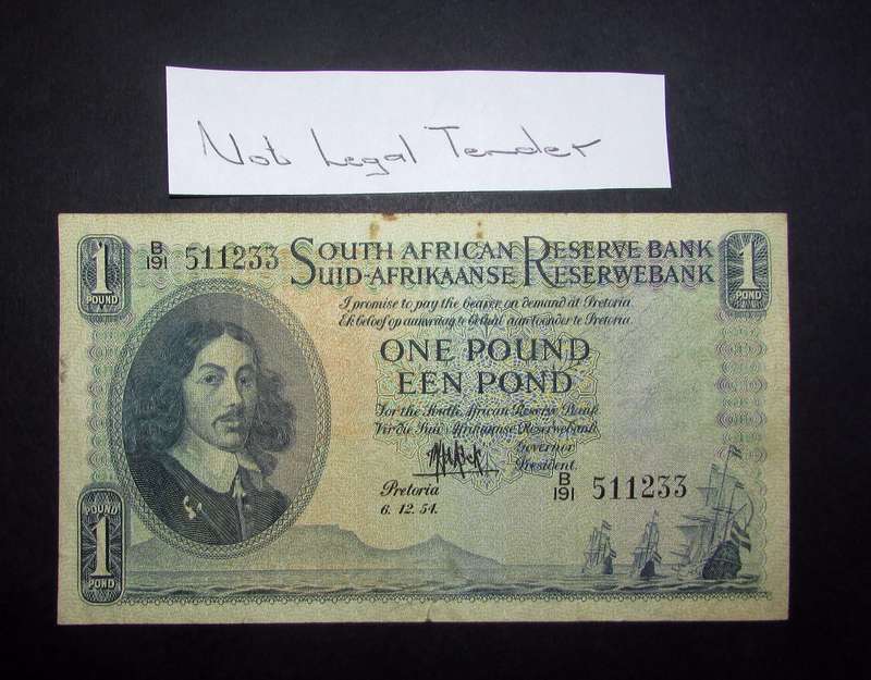 Union of South Africa - De Kock 1 Pound Banknote