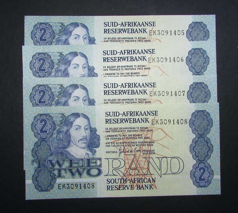 Republic of South Africa - De Kock Two Rand Banknotes in Sequence