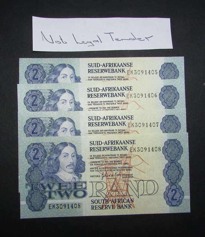 Republic of South Africa - De Kock Two Rand Banknotes in Sequence