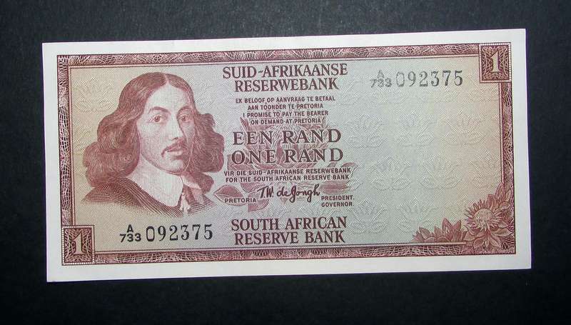Republic of South Africa - De Jongh One Rand Note