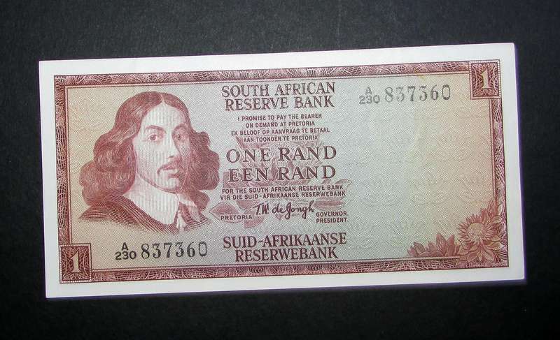 Republic of South Africa - De Jongh One Rand Note