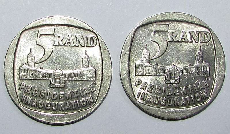 Presidential Inauguration Five Rand Coins