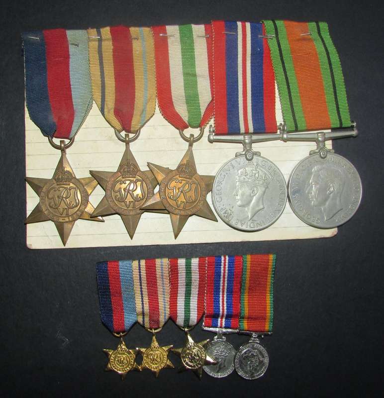 Full Size World War Two Group of 6 with Miniatures - British Issue