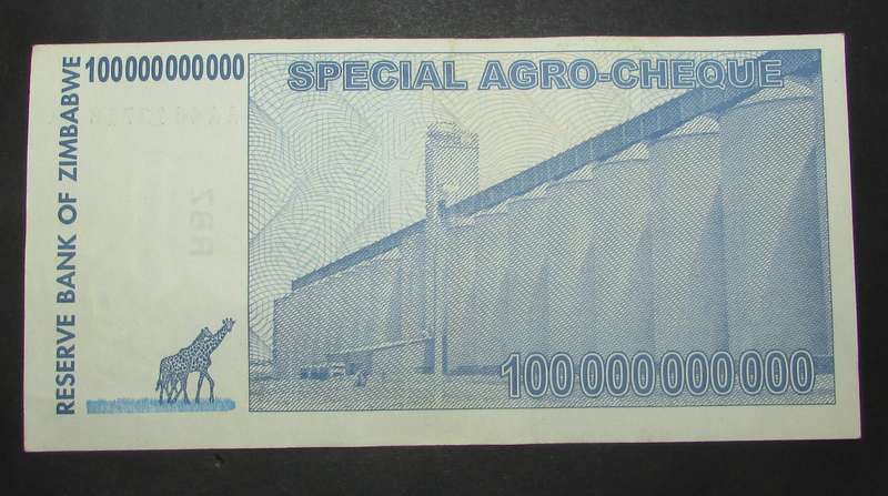 Zimbabwe 100 Billion Dollars Special Agro Cheque