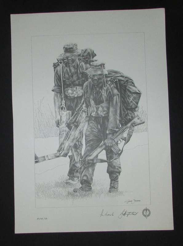 SADF - Special Forces Regiment Pencil Sketch ( Steenkamp ) - Signed