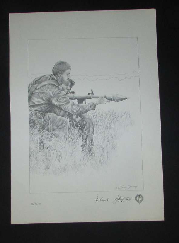 SADF - Special Forces Regiment Pencil Sketch ( Steenkamp ) - Signed
