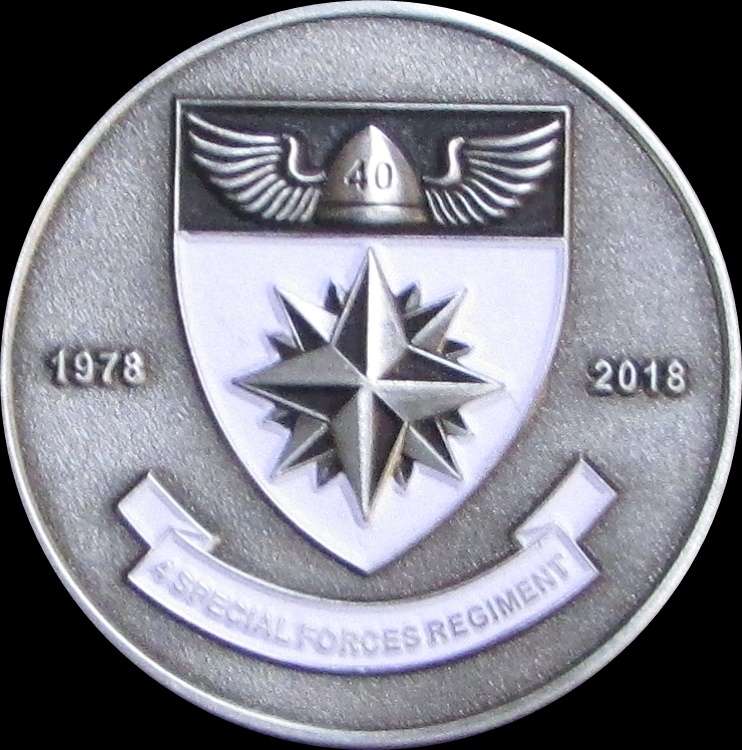 SA Army Special Forces (Recce) - 4 Special Forces Regiment 40 Year Numbered Challenge Coin