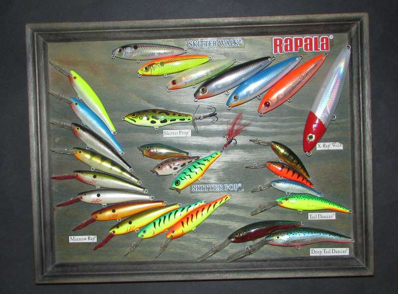 Great Advertising Piece - Rapala Fishing Lure Board with 27 Original Lures