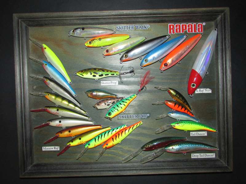 Great Advertising Piece - Rapala Fishing Lure Board with 27 Original Lures