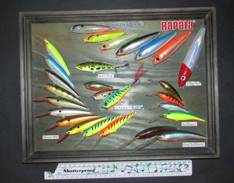 Great Advertising Piece - Rapala Fishing Lure Board with 27 Original Lures