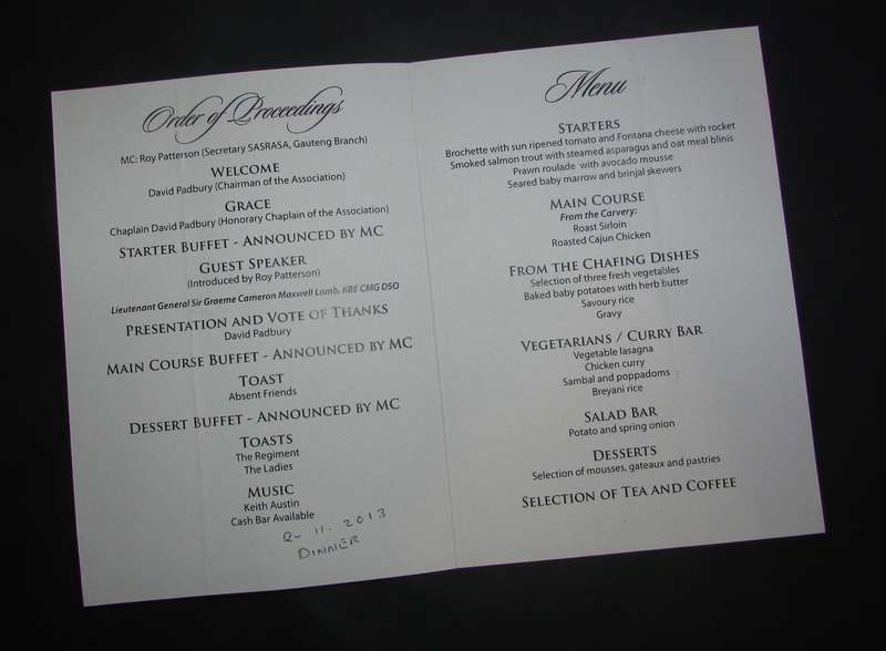 Rhodesian SAS C-Squadron Dinner Programme