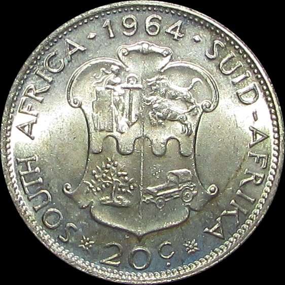 1964 Republic of South Africa Silver 20 Cent Piece