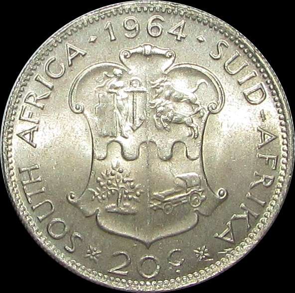 1964 Republic of South Africa Silver 20 Cent Piece
