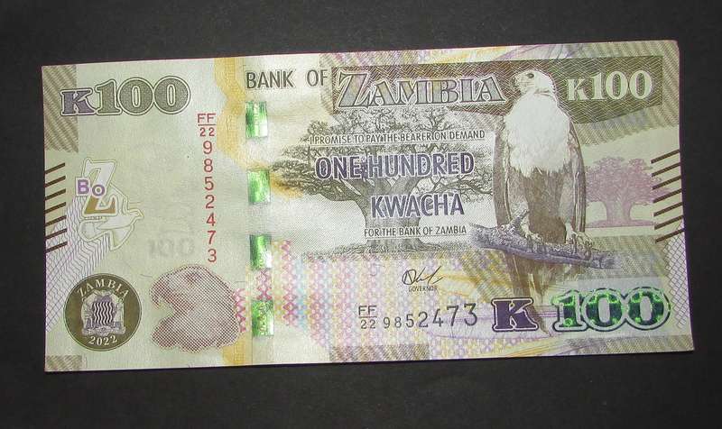 Reserve Bank of Zambia - 100 Kwacha Notes in Sequence and UNC - Bid Per Note