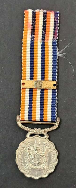 SADF - Permanent Forces Long Service and Good Conduct Miniature Medal - Sterling Silver with Bar