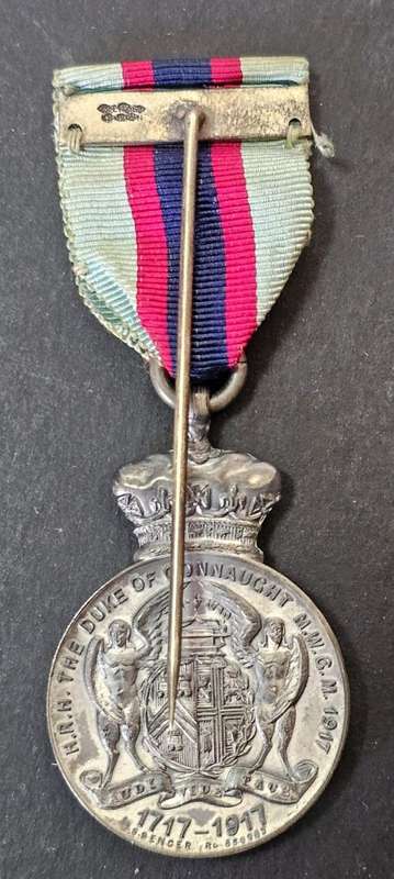 WWI Silver Masonic Medal, "H.R.H. The Duke of Connaught MWGM 1717-1917" ( Total Weight 28 Grams )