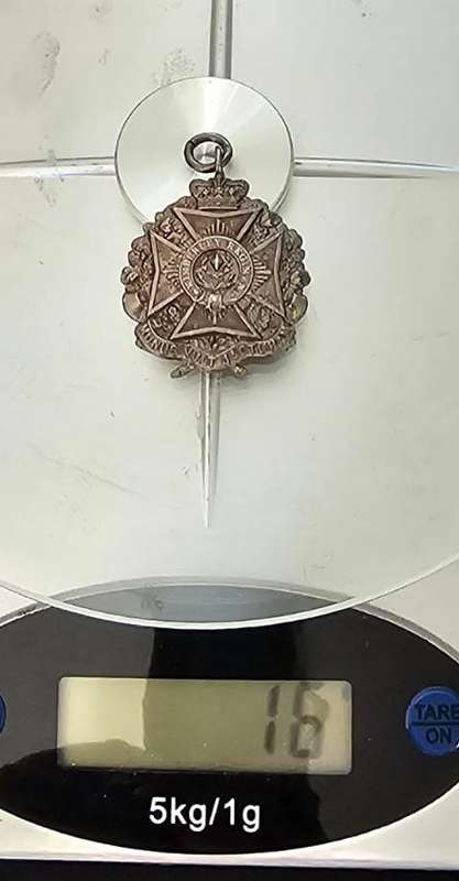 Sterling Silver Kimberley Regiment Medallion Awarded to: Corporal J.C Gibson - Fleming Cup Winning