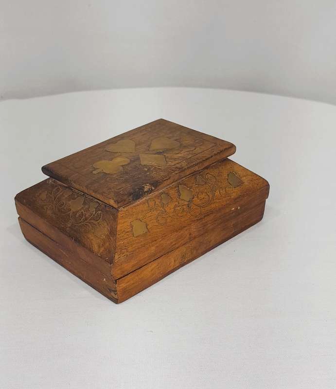 Vintage wooden box with brass detailing