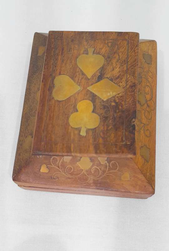 Vintage wooden box with brass detailing
