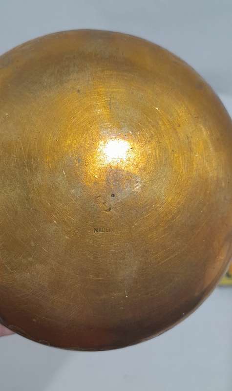 Beautiful and polished brass bowl with leaf and flower engraving
