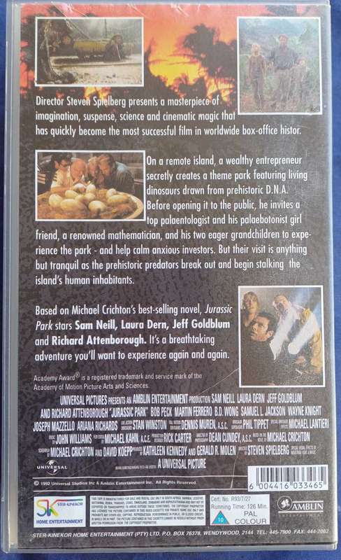Jurassic Park Vhs
