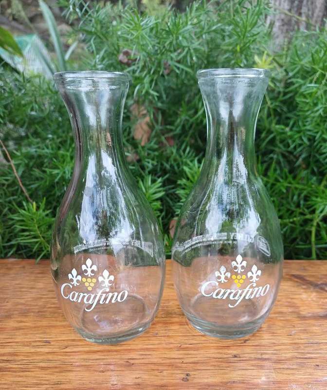 2 x Vintage Carafino bottles