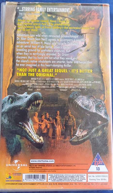 Jurassic park vhs
