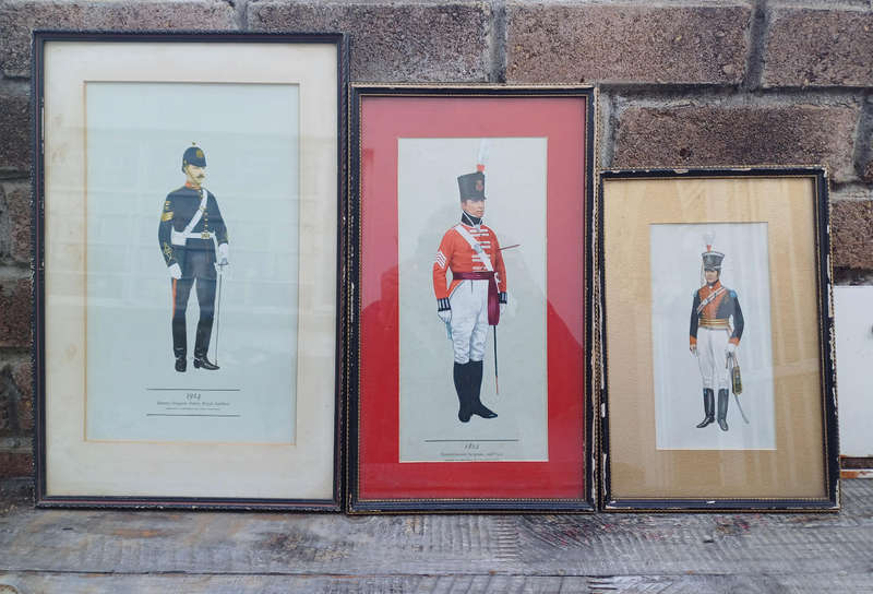 3 x Vintage framed military prints