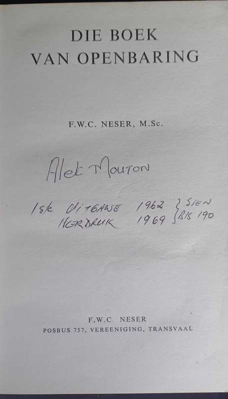 Die boek van openbaring deur FWC Neser