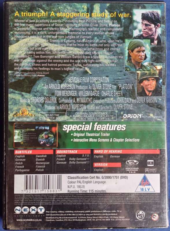 Platoon dvd