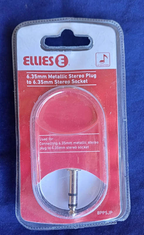 Ellies 6.35mm metallic stereo plug to 6.35mm stereo socket