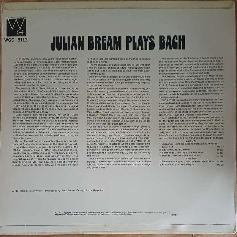 Julian Bream plays Bach LP
