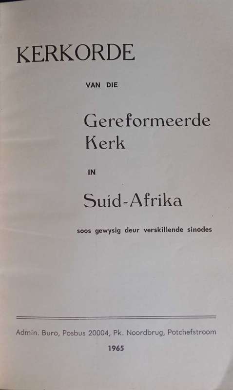 Kerkorde van die Gereformeerde Kerk in Suid-Afrika