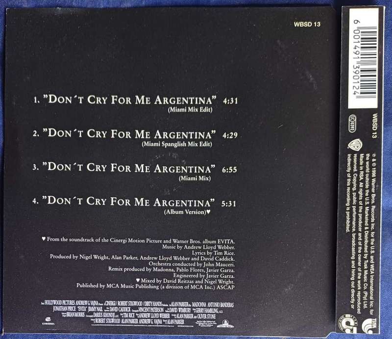 Madonna - Don't cry for me Argentina cd