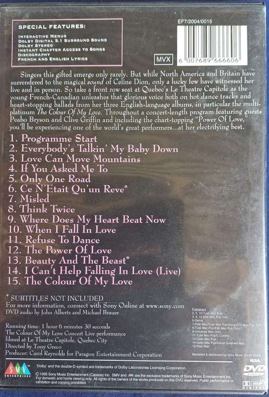 Celine Dion - The colour of my love concert dvd