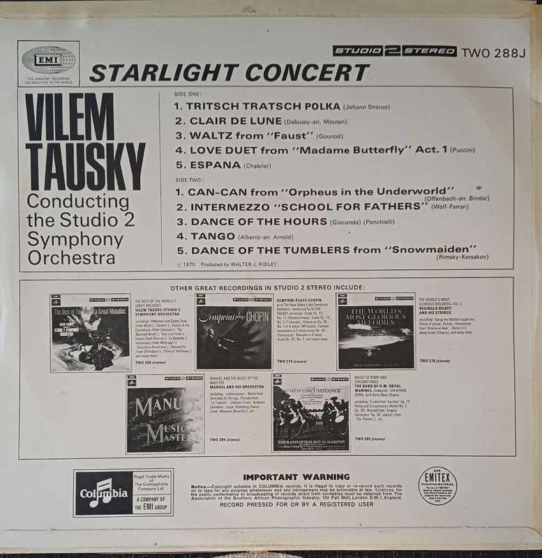 Starlight concert - Vilem Tausky conducting the Studio Two Symphony Orchestra LP