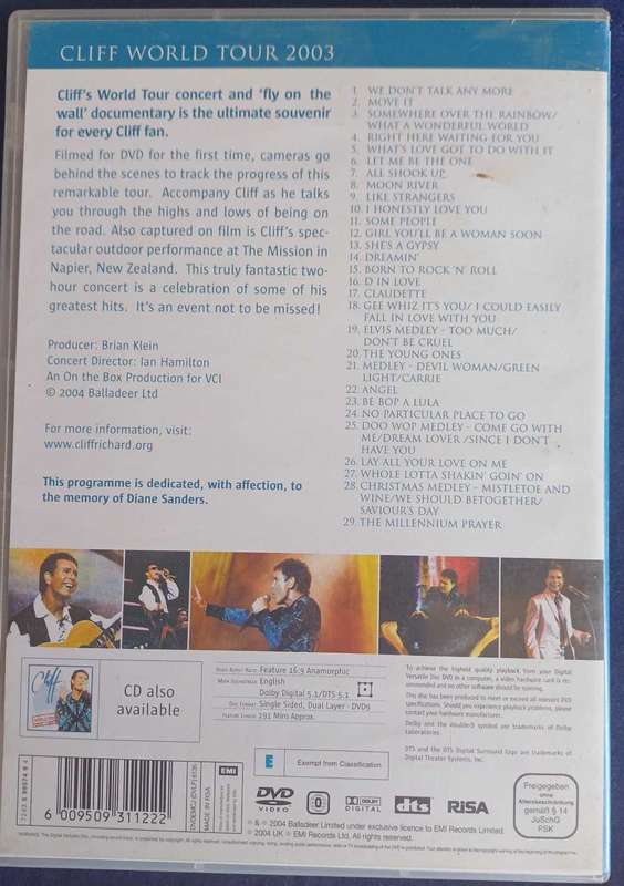 Cliff world tour 2003 dvd
