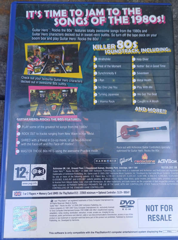 Guitar hero rocks the 80s Playstation 2
