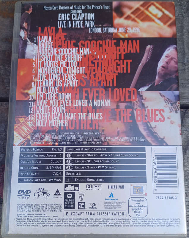 Eric Clapton live in Hyde Park dvd