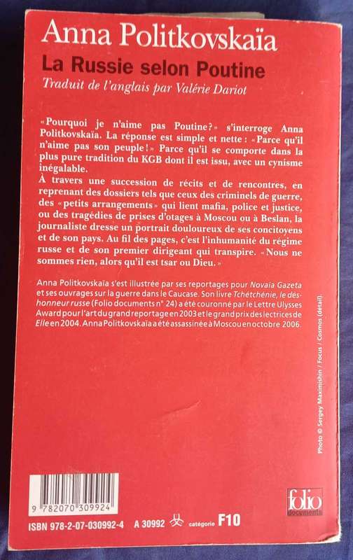 Anna Politkovskaia - La Russie selon Poutine
