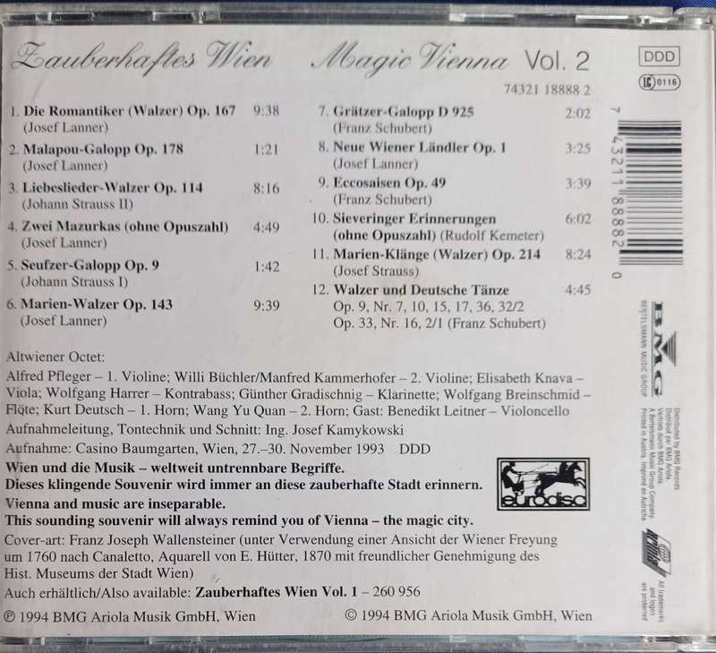 Zauberhaftes Wien vol 2 Altwiener octet cd