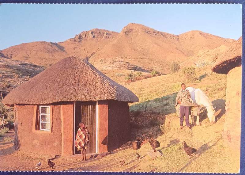 Basotho hut, Lesotho postcard